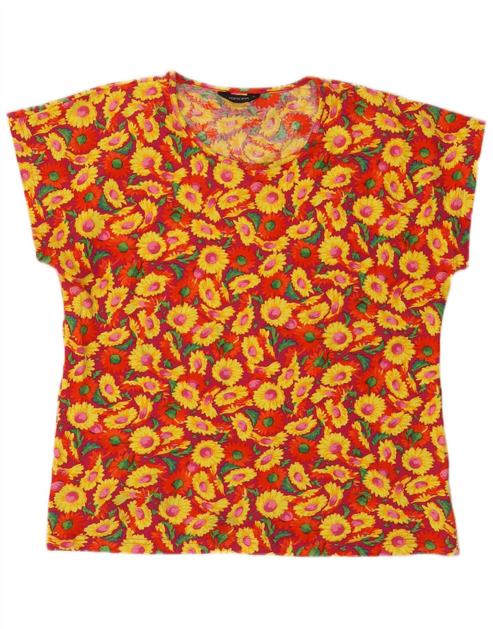 T-shirt da donna Persona taglia superiore 21 cotone floreale rosso medio