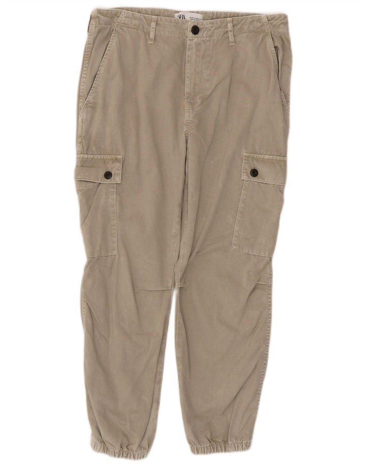 Pantaloni cargo da jogging da donna Zara EU 38 piccoli W28 L26 Beige