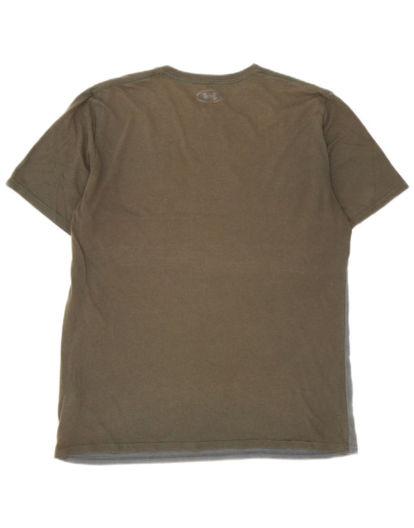 Maglietta grafica da uomo Under Armour Heat Gear Top Large Khaki Colourblock