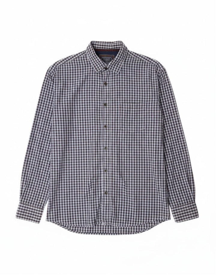 PECKOTT Mens Shirt XL Blue Gingham Cotton