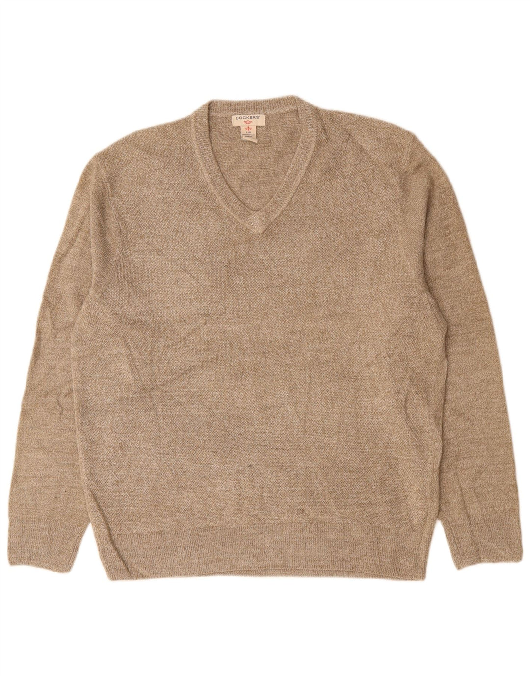 DOCKERS Maglione da uomo con scollo a V grande acrilico beige