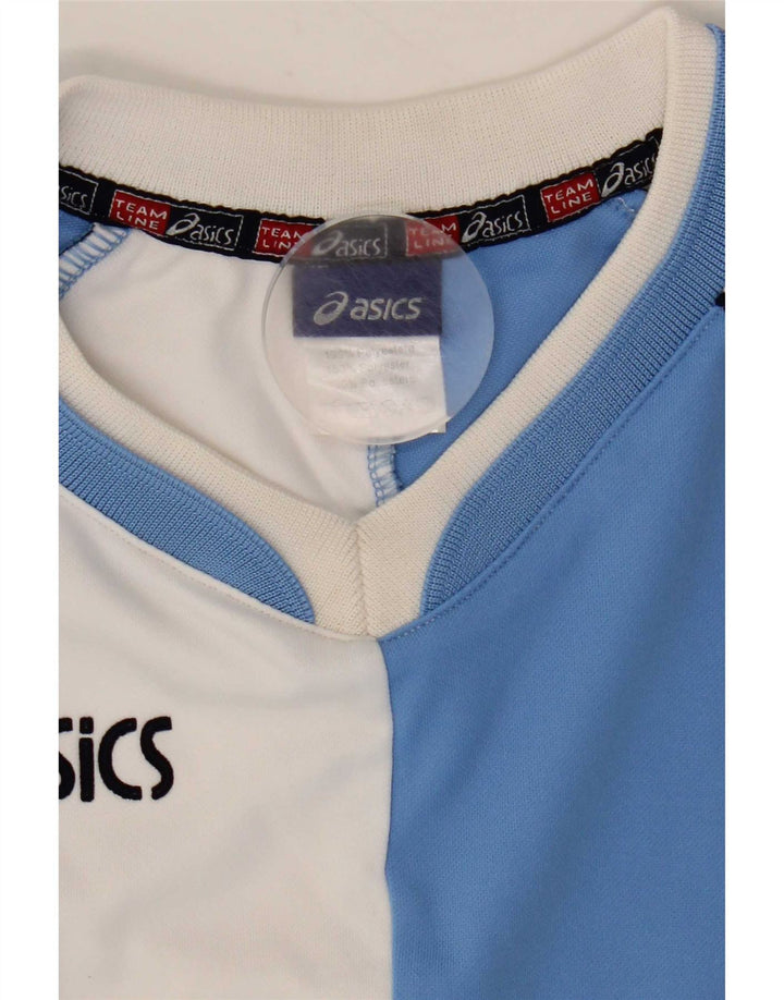 T-shirt grafica da uomo Asics Top in poliestere color block blu medio