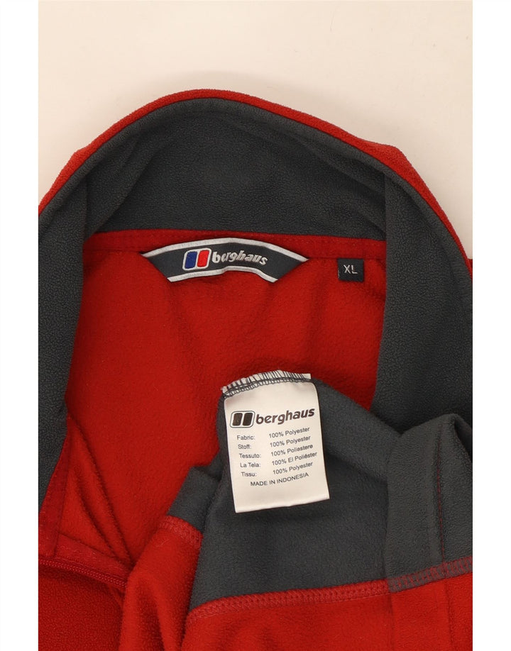 Maglione in pile da uomo Berghaus con zip e collo XL in poliestere color block rosso