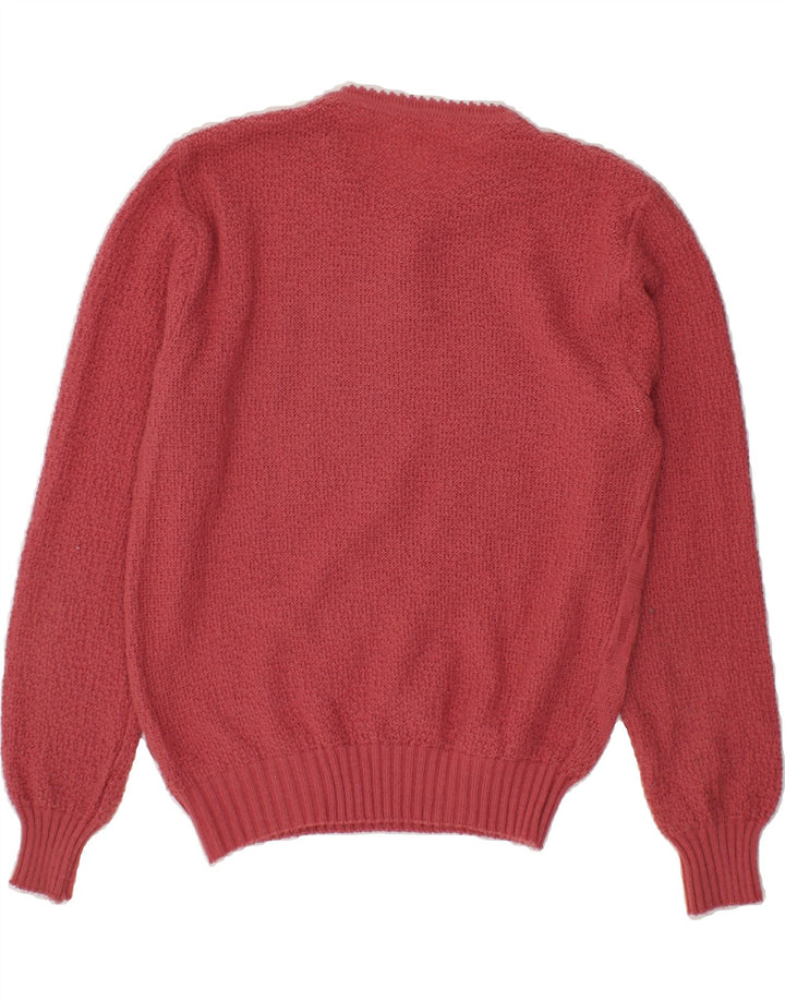 VINTAGE Womens V-Neck Jumper Sweater UK 10 Small Red Polyacrylic Vintage Vintage and Second-Hand Vintage from Messina Hembry 