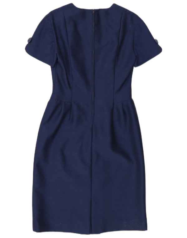 Abito tubino vintage da donna UK 10 piccolo blu navy