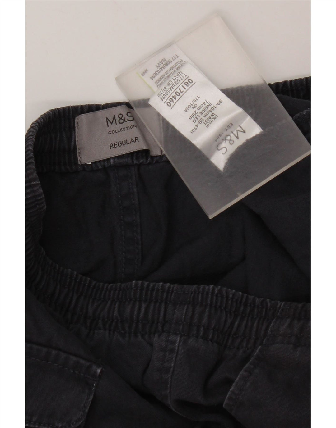 Pantaloni chino regolari da uomo Marks & Spencer W39 L29 cotone blu navy