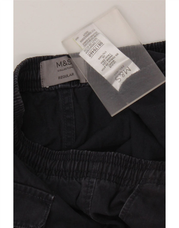 Pantaloni chino regolari da uomo Marks & Spencer W39 L29 cotone blu navy