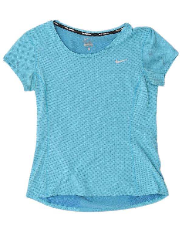 T-shirt Nike Dri Fit da donna, taglia UK 10, piccola, in poliestere color block blu