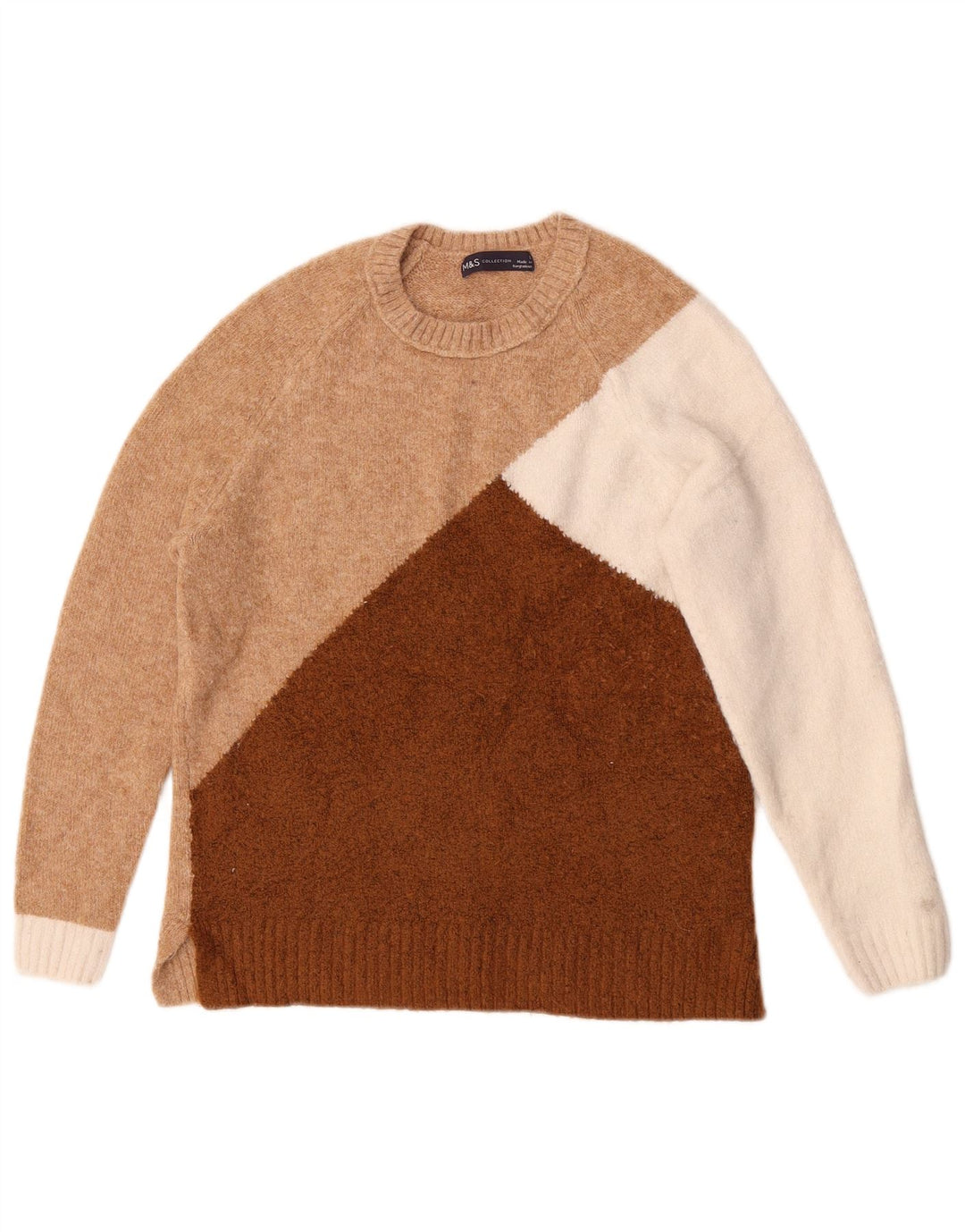 Maglione maglione girocollo da donna Marks & Spencer UK 10 piccolo marrone