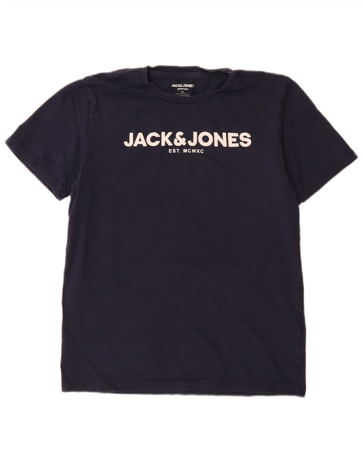 T-shirt grafica da uomo Jack & Jones Top in cotone blu navy medio