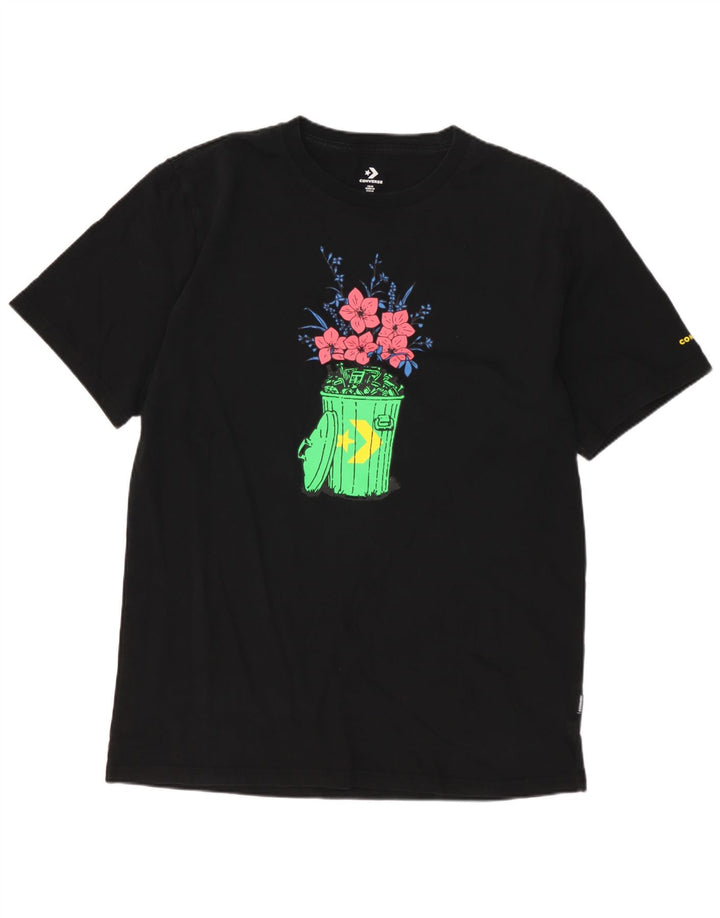 CONVERSE T-shirt grafica da uomo Top in cotone floreale nero medio
