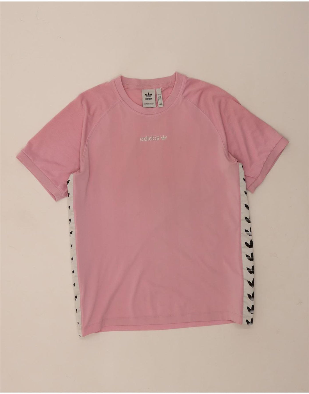 T-shirt grafica da uomo Adidas Top grande in poliestere color block rosa
