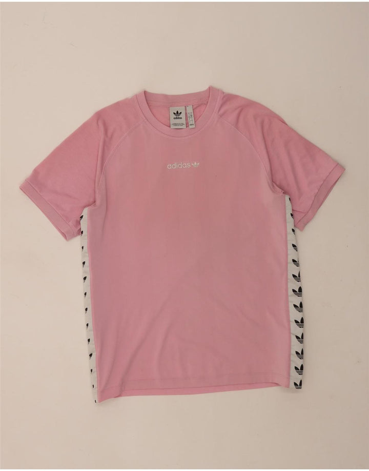 T-shirt grafica da uomo Adidas Top grande in poliestere color block rosa