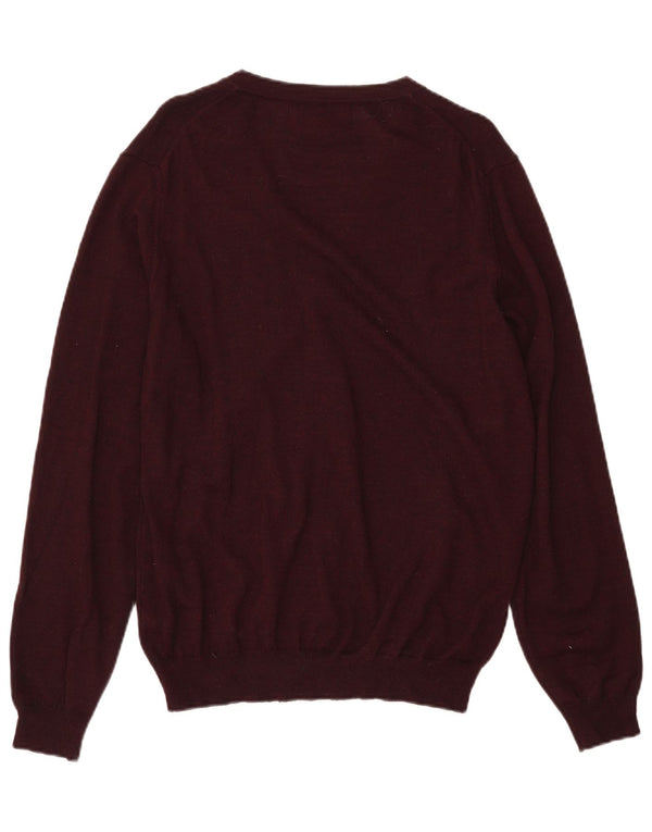 MARKS & SPENCER Maglione cardigan da donna UK 16 Grande lana screziata bordeaux