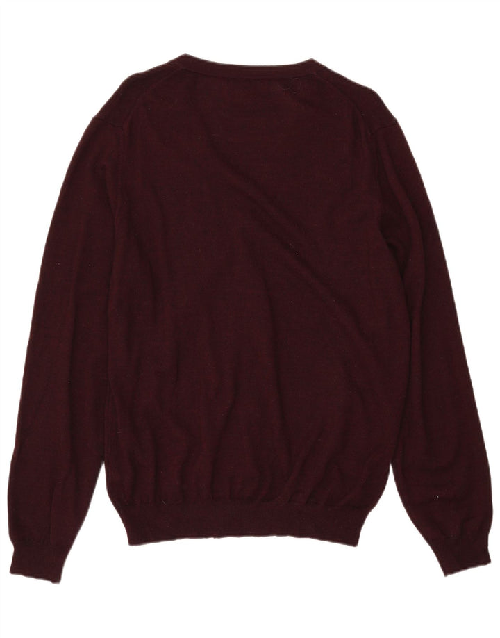 MARKS & SPENCER Maglione cardigan da donna UK 16 Grande lana screziata bordeaux