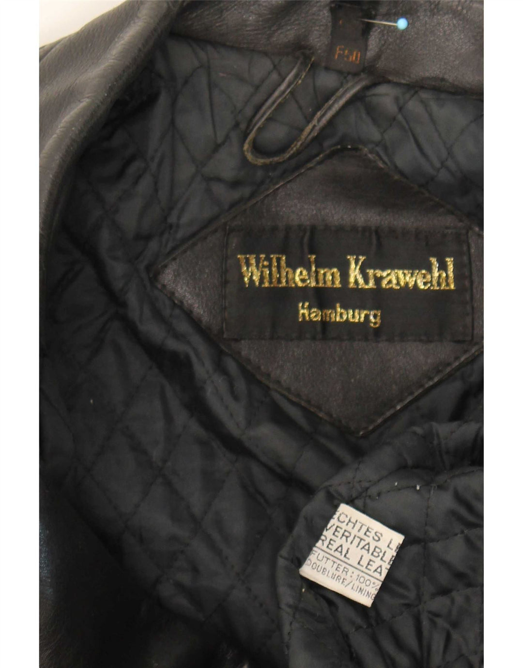 Giacca da motociclista in pelle da uomo Wilhelm Krawehl EU 50 media nera