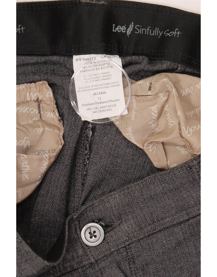 Pantaloni chino da donna Lee US 12 Large W34 L30 cotone grigio a spina di pesce