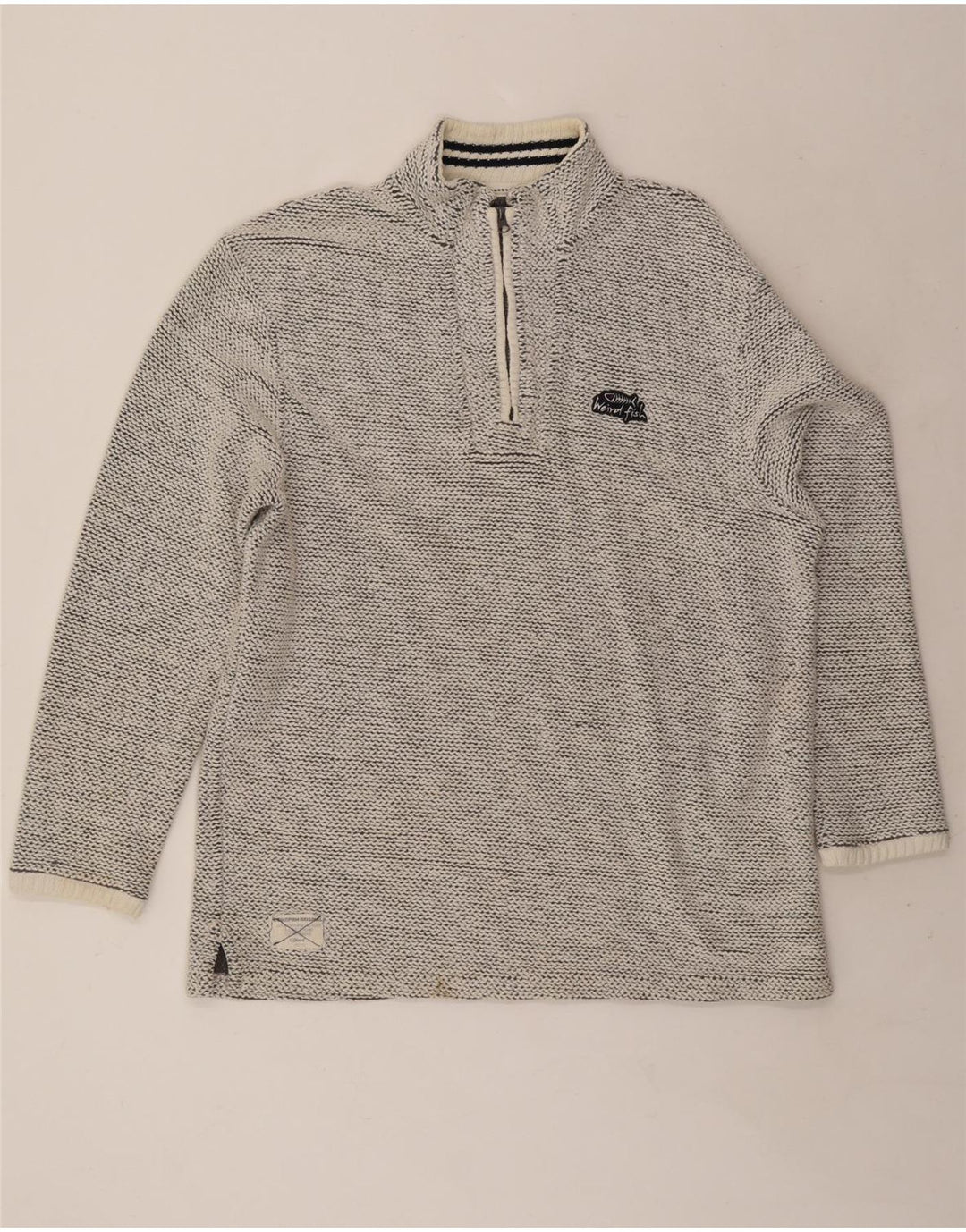 Felpa con collo con zip da uomo Weird Fish, maglione grande grigio