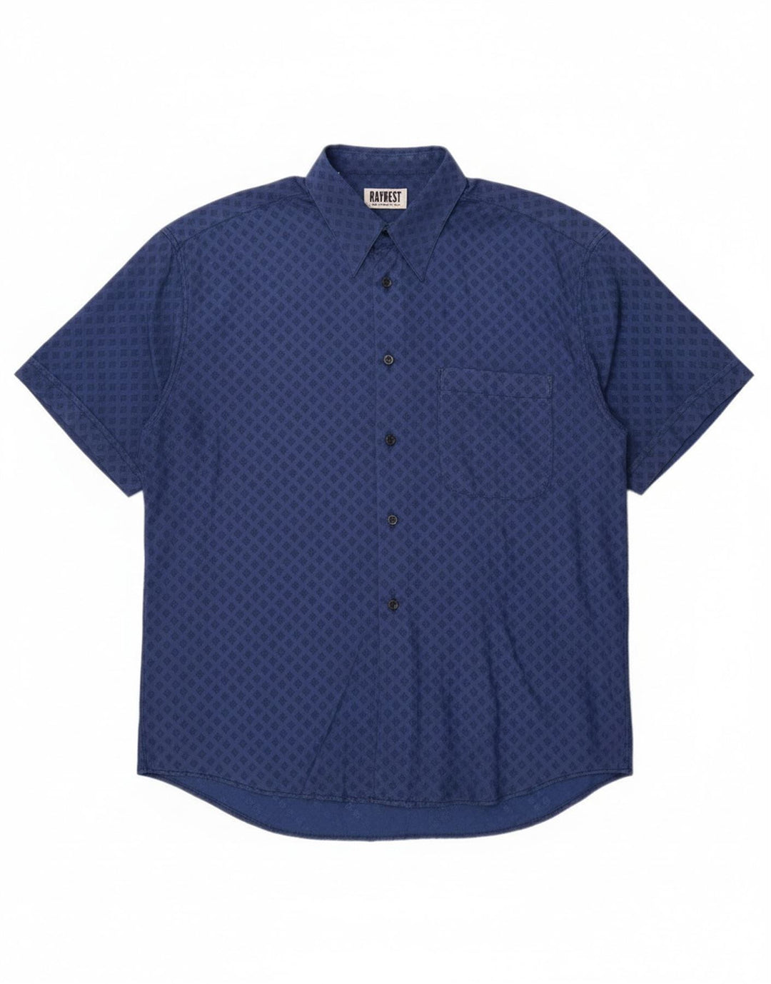 Camicia a maniche corte da uomo Raybest XL in viscosa geometrica blu navy