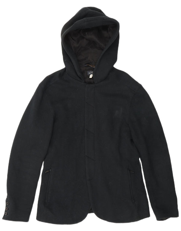 Cappotto con cappuccio da donna Armani Jeans UK 14 cotone nero medio