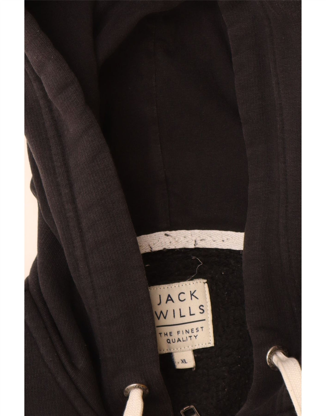 Maglione con cappuccio con zip grafica da uomo Jack Wills XL in cotone nero