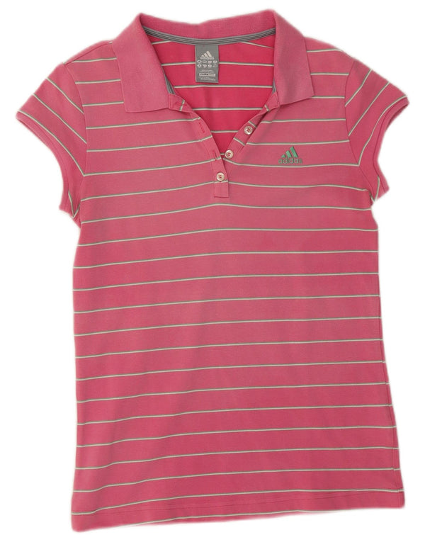 Polo Adidas da donna Clima 365 UK 16 grande cotone gessato rosa