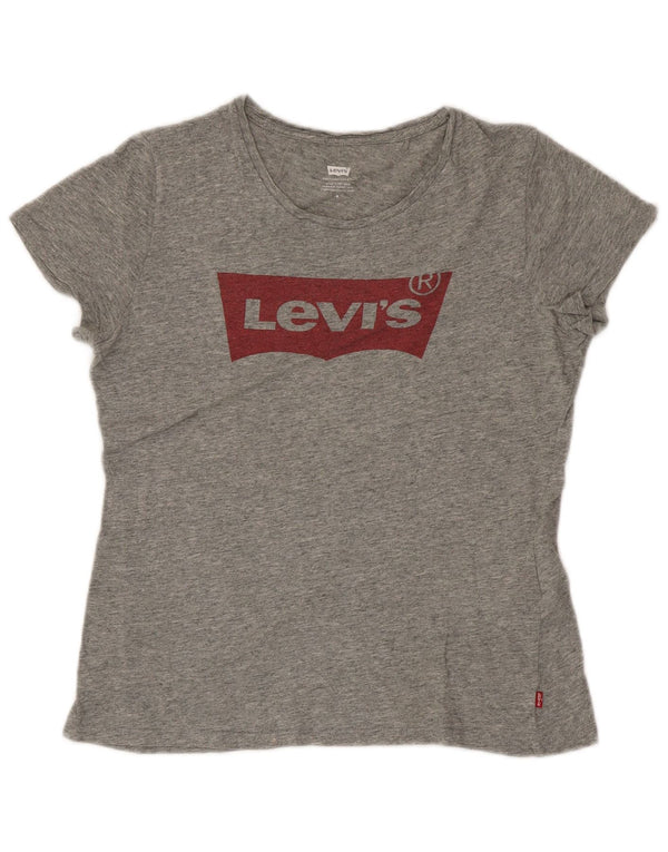 T-shirt grafica da donna Levi's Top UK 12 Cotone screziato grigio medio
