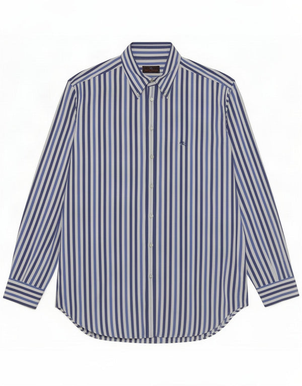 Etro Camicia da uomo taglia 43 Large Blue Striped