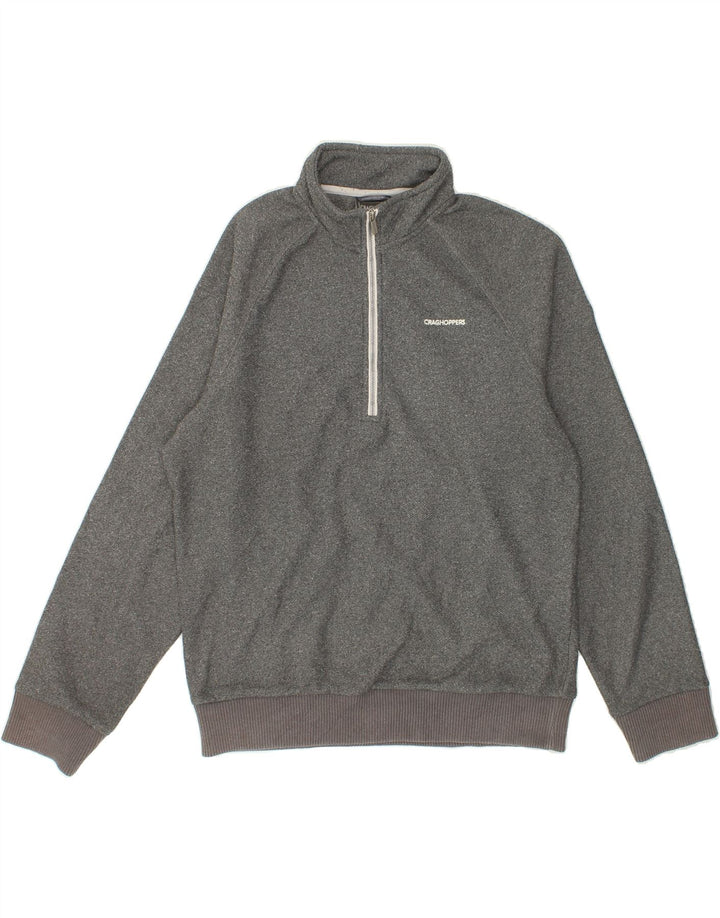 CRAGHOPPERS Mens Zip Neck Sweatshirt Jumper Medium Grey Cotton Vintage CRAGHOPPERS and Second-Hand CRAGHOPPERS from Messina Hembry 