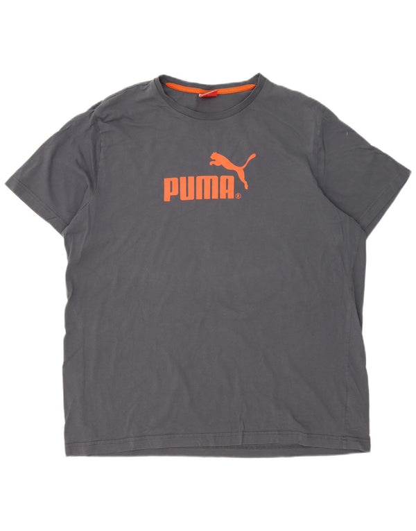 T-shirt grafica da uomo Puma Top 2XL in cotone grigio
