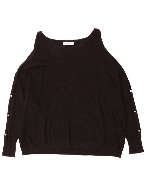 Maglione Zara da donna con scollo a barchetta e spalle scoperte UK 16 grande nero