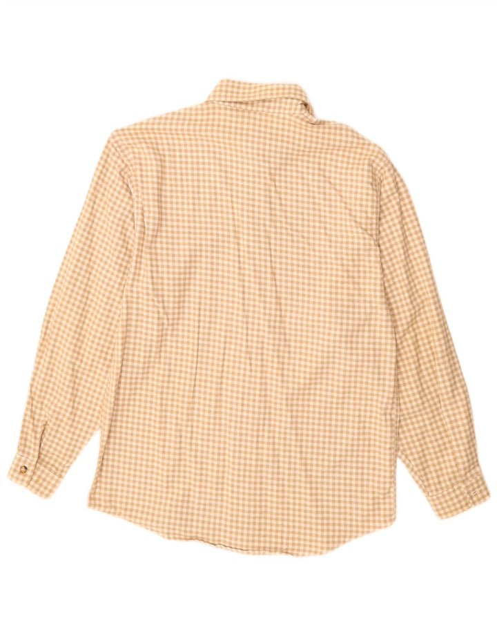 Camicia da uomo in flanella Benetton piccola a quadretti beige