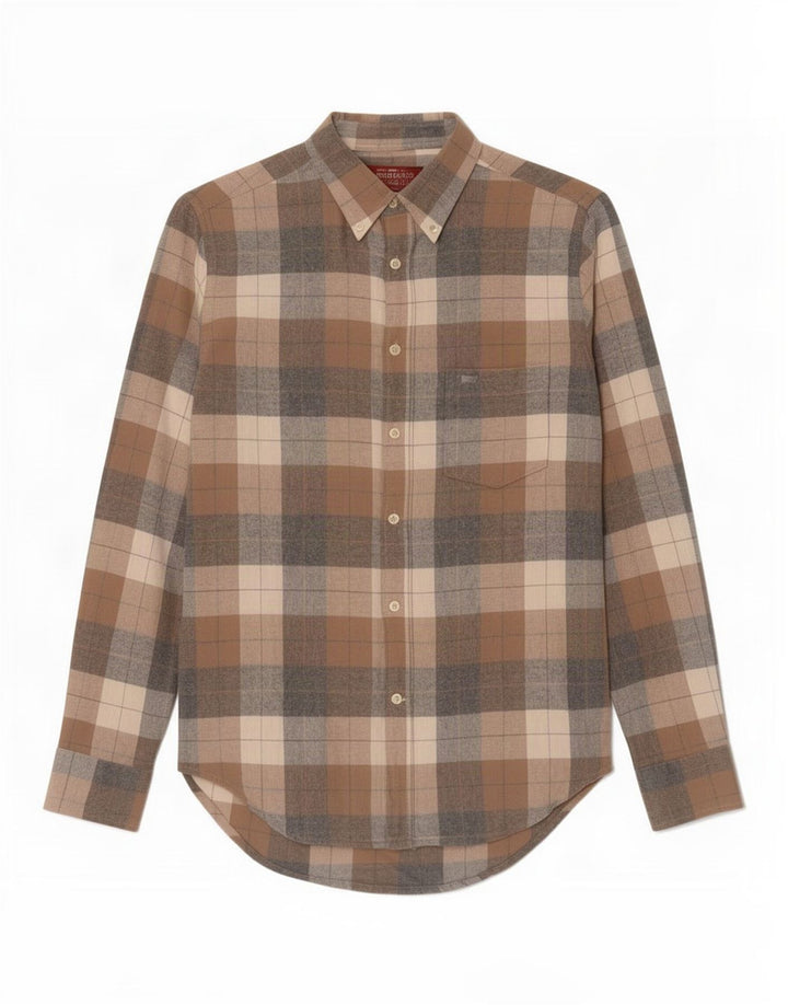 Carrera Camicia da uomo in flanella vestibilità regolare in cotone a quadri marrone medio