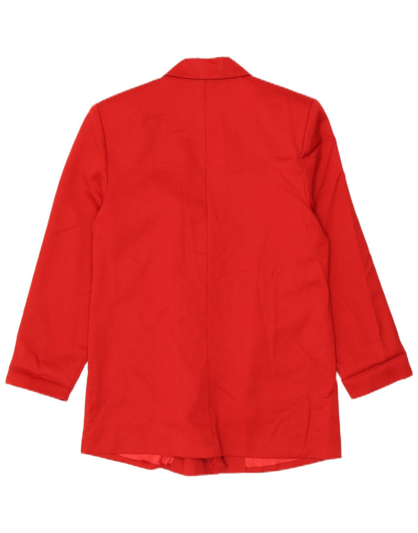 Giacca blazer doppiopetto lunga da donna vintage UK 14 rossa media