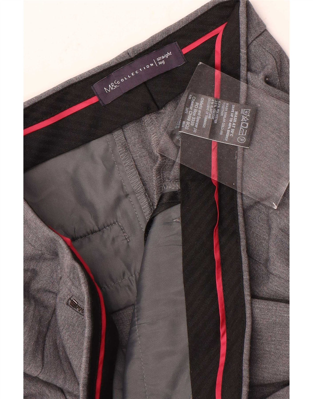 Pantaloni da abito dritti da donna Marks & Spencer UK 12 Medium W30 L28 Grigio