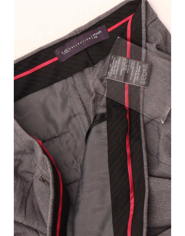 Pantaloni da abito dritti da donna Marks & Spencer UK 12 Medium W30 L28 Grigio
