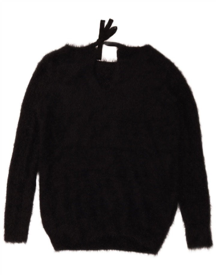 Maglione maglione con scollo a barca da donna Oasis UK 10 piccolo nero in poliammide