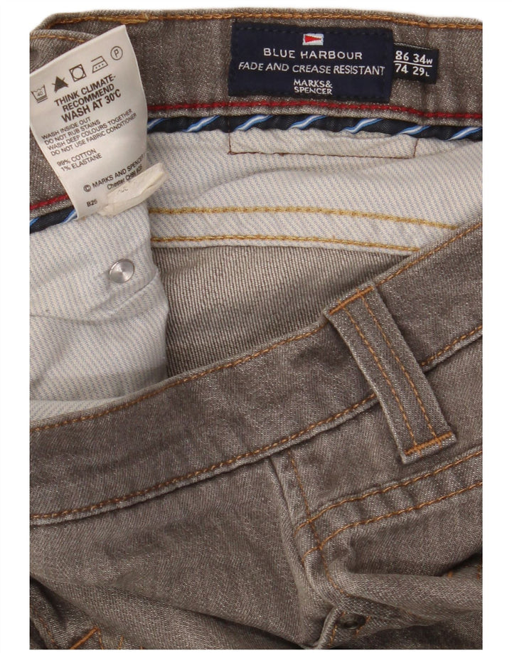Jeans dritti Marks & Spencer da uomo blu Harbour W34 L29 cotone grigio