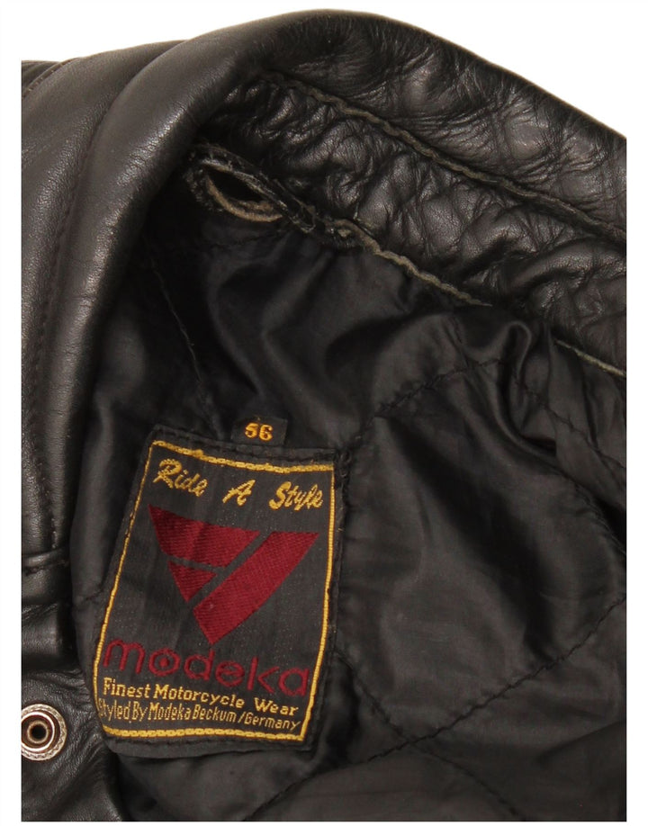 Giacca da motociclista in pelle da uomo Modeka IT 56 2XL Nera