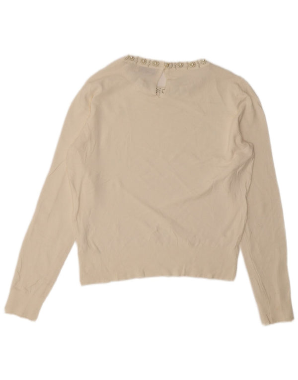 Maglione maglione con scollo a barca da donna Oasis UK 14 Viscosa bianca media