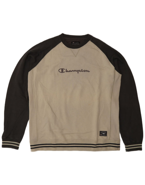 Felpa grafica da uomo Champion Felpa 2XL Cotone color block beige