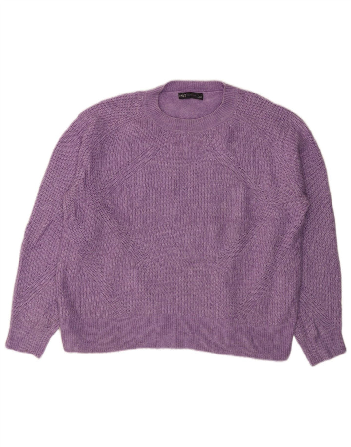 MARKS & SPENCER Maglione maglione girocollo da donna UK 16 Large Viola