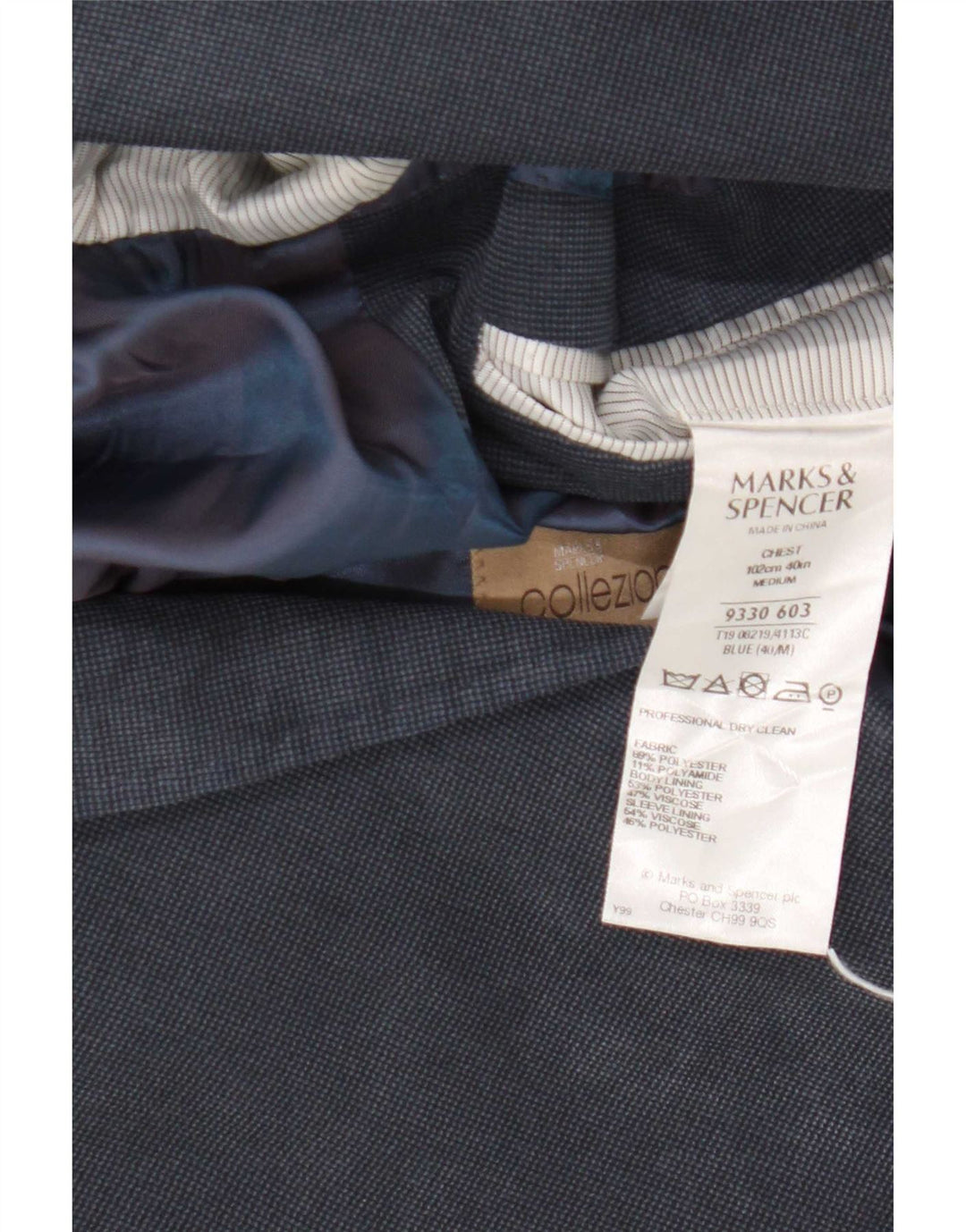 Giacca blazer a 2 bottoni da uomo Marks & Spencer UK 40 medio blu navy