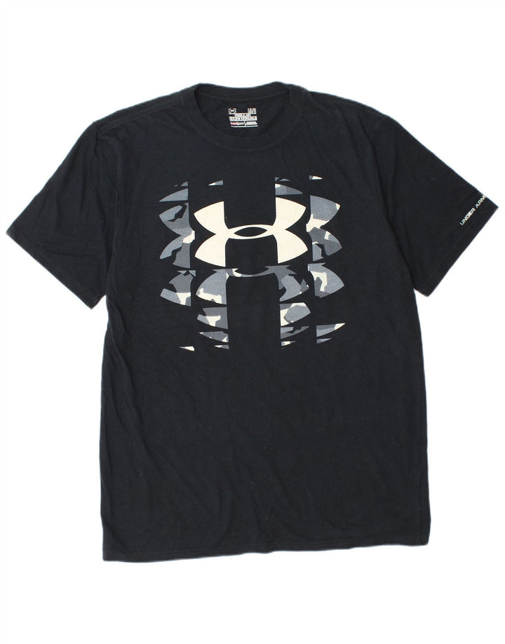 T-shirt grafica regolare da uomo UNDER ARMOUR Heat Gear Top grande in cotone nero