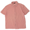MARKS & SPENCER Mens Autograph Short Sleeve Shirt Large Pink Striped