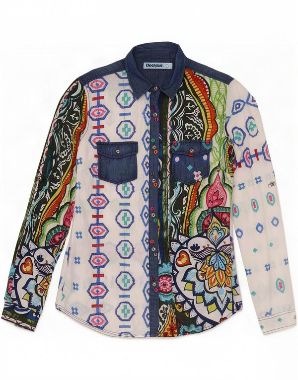 Camicia grafica da donna Desigual UK 14 Large multicolore geometrica