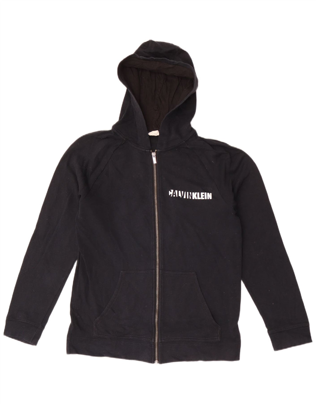 Maglione con cappuccio e zip grafica da uomo Calvin Klein nero medio