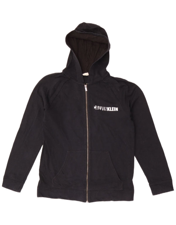 Maglione con cappuccio e zip grafica da uomo Calvin Klein nero medio