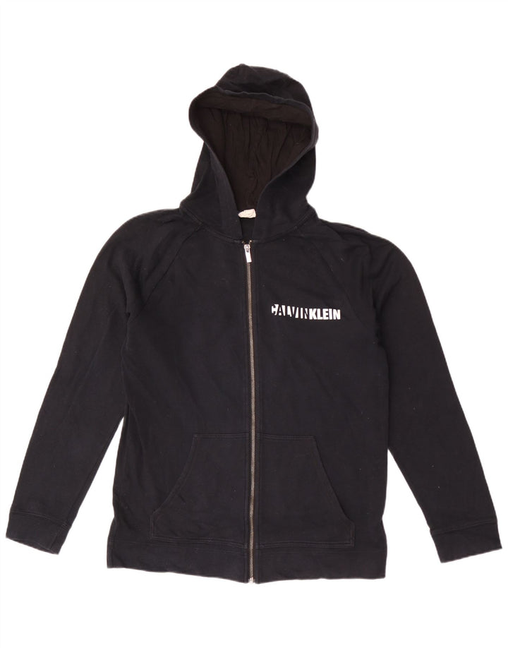 Maglione con cappuccio e zip grafica da uomo Calvin Klein nero medio