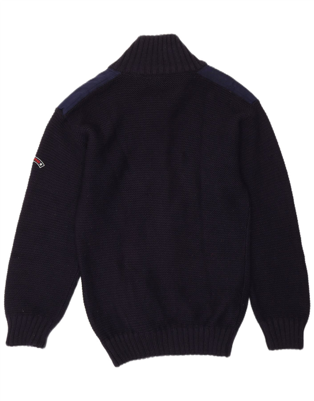 Maglione cardigan da uomo VINTAGE grande lana vergine blu navy